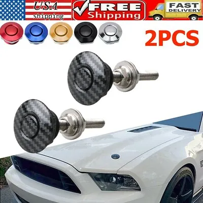 2PC Push Button Quick Release Hood Pins Bonnet Lock Clip Latch Bumper Universal • $10.99