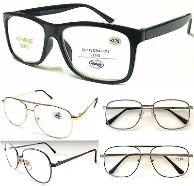 Unisex Popular Large Lens Reading Glasses/Metal Or Plastic Frame/Easy To Read ^^ • £4.49