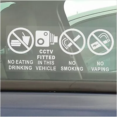 £3.49 • Buy 2 X Stickers Vehicle No Smoking Vaping Eating Drinking CCTV Window Signs T3 LRG
