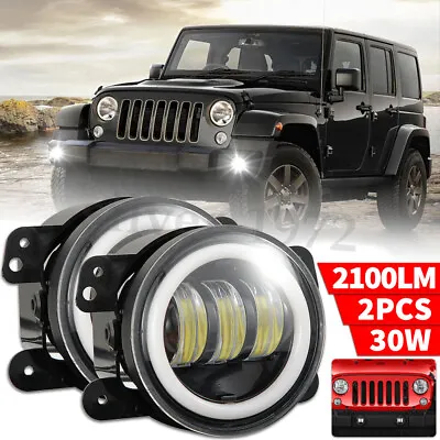 Pair 4  Inch LED Fog Lights Driving Lamps For Jeep Wrangler JK TJ Chrysler Dodge • $28.99