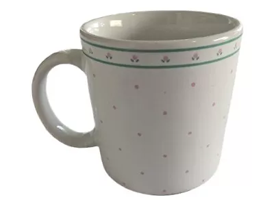 VINTAGE Michel & Co Mug Pastel Pink  Green Dot Floral 90's Country Made In Japan • $10.95