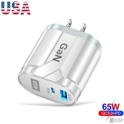 Fast Wall Charger USB Type-C 65W GaN Power Adapter For IPhone MacBook Samsung • $10.59