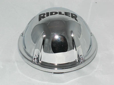 4-Pack Ridler 605 Wheel Center Caps - Tri-Bar Spinner Knockoff Style, Aluminum