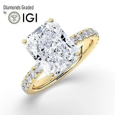 IGI 5CT Solitaire Lab-Grown Radiant Diamond Engagement Ring 18K Yellow Gold • $4824