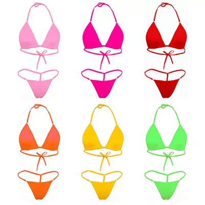 $4.28 • Buy Sexy Micro Bikini Shiny Women Brazilian G-String Set Thong Swimwear Swimsuits