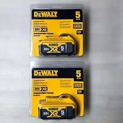 Dewalt 2 Pack DCB205 20 Volt Lithium 5.0 Amp Battery New In Package US Stock • $68