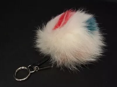 FENDI Pom Pom Charm Fur Bag Charm Key Ring Keychain White/Multi Color Mint • $232.87