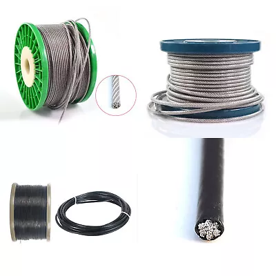 £1.61 • Buy Stainless Clear/ Black Coated Galvanised Steel Wire Rope Lifting Metal Cable