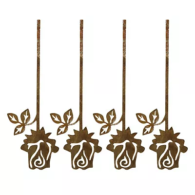 4pk Rose Garden Stake Outdoor Rustic 20x7cm For Garden Decoration Ornament • £11.41