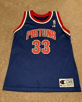 Vintage 1990s Detroit Pistons Grant Hill Jersey Champion NBA Bad Boys Youth L • $16