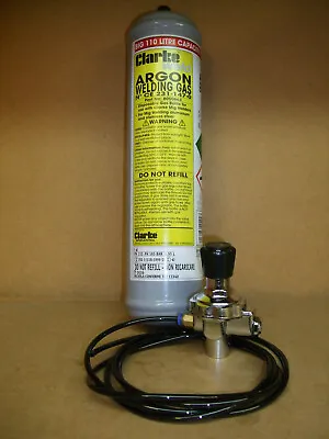 Argon Disposable Mig Tig Welding Gas 110 Litre & Mini Mig Gas Regulator & Pipe • £41.99