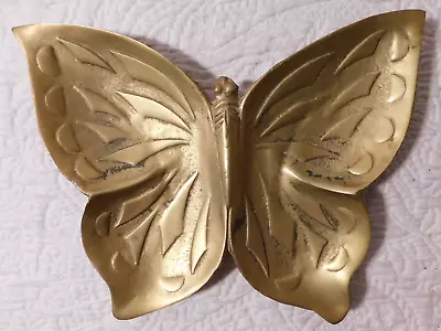 $20.99 • Buy Vintage 7.5in Brass BUTTERFLY Coin Key Trinket TRAY Taiwan
