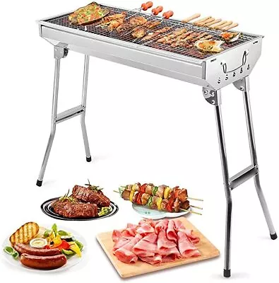 Foldable BBQ Grill Barbecue Charcoal Stove Shish Kabob + Food Thermometer • $32.99