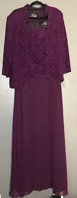 Alex Evenings Mother Of The Bride Jacket Dress Sparkly Plum Purple Women’s 14 • $78.99