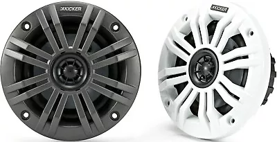 Kicker 45km44 Marine/boat 4  2-way Speakers Charcoal/white Grilles 4 Ohms Pair • $110.96