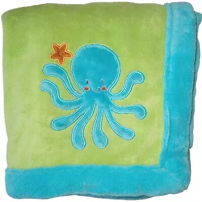 Little Bedding By NoJo Green Octopus Star Fish Baby Blanket Blue Soft Ocean LN • $30