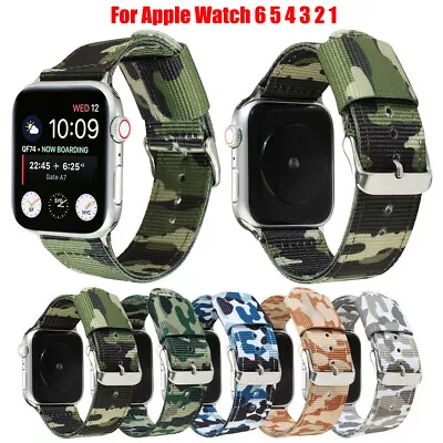 $14.99 • Buy 44 42mm Camouflage Nylon Sport Band Strap For Apple Watch 7 6 5 4 3 2 IWatch SE