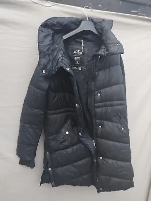 £20 • Buy Black Hollister Size Small Long Line Puffer Jacket Padded Women's 