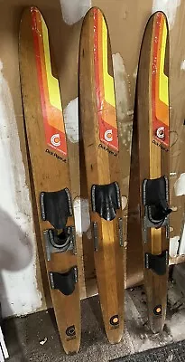 Vintage Cypress Gardens Dick Pope Jr Wooden Water Skis 67  DECOR • $100