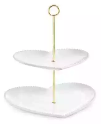 MARTHA STEWART COLLECTION Two-tiered Heart Server White & Gold • $39.99