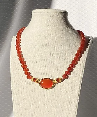 Metropolitan Museum Of Art MMA Carnelian Gold Collar Necklace 18” • $95