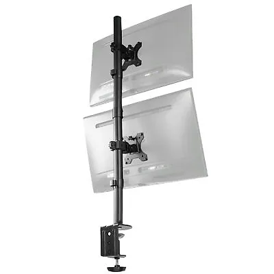 Black Dual LCD Monitor Desk Mount Stand Stacked Vertical 2 Screens Up To 34  • $43.99
