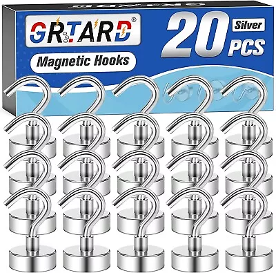 NEW 20 Pack Magnetic Hooks Heavy Duty 25Lbs Strong Magnet Hooks For Kitchen Home • $10.99