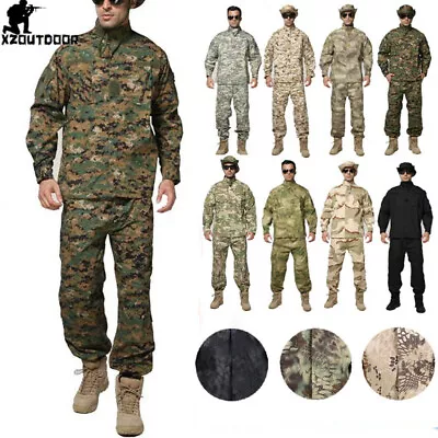 Mens Army Tactical Combat Jacket Pants Military Suits Sets BDU Uniform SWAT Camo • $46.80