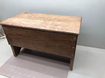 Vintage Shabby Chic Cottage Primitive Wooden Foot Step Stool Storage Bench • $53.95