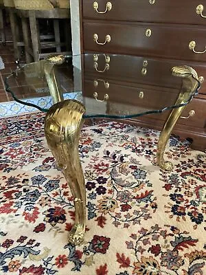 Labarge? P.E Guerin Style Table Brass Ball And Claw Legs Glass Top  • $495