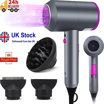 Professional Hair Dryer 2000W Fast Drying Ionic Hairdryer With Diffuser Hairdrye • £21.98