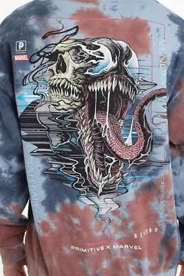 Primitive Skateboarding Apparel Men's X Marvel Venom Washed Tie Dye Blue Hoodie • $60