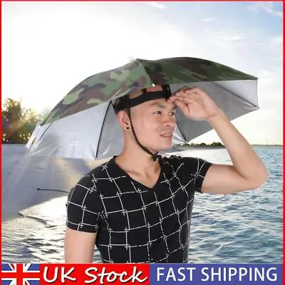 Umbrella Hat Foldable Sun Shade Waterproof Camping Headwear Cap(Army Green) UK • £5.58