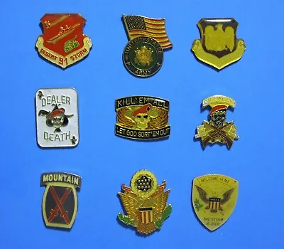 Us Military - Usa - United States - Skull - 9 Vintage Lapel Pin Lot - Hat Pin • $24.51