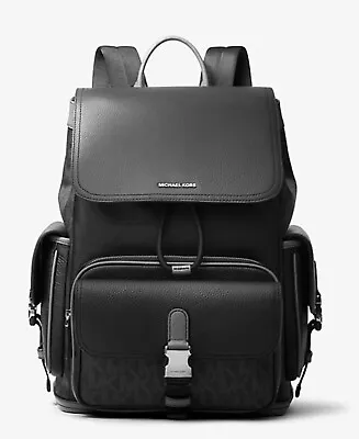 MICHAEL KORS Men’s Hudson Leather Backpack Black MSRP $645 • $349.97