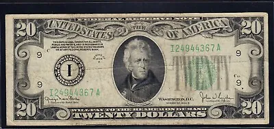 FR.2058I 1934D Minneapolis $20 Federal Reserve Note VF • $35