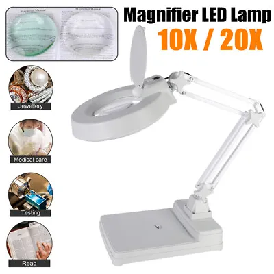NEW Magnifier LED Lamp 10X 20X Magnifying Glass Desk Table Light Reading Lamp • $98.99