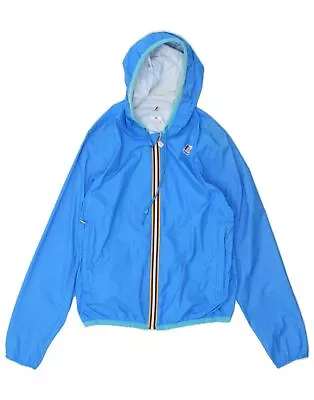 K-WAY Womens Hooded Rain Jacket UK 14 Medium Blue Polyamide AM03 • $39.61