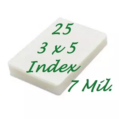 3 X 5 25 PK 7 Mil Laminating Pouches Sheets 3-1/2 X 5-1/2 File Index X-CLEAR • $15.99