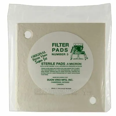Buon Vino Super Jet Filter Pads - Sterile No 3 Pack Of 3 Pads • $11.43