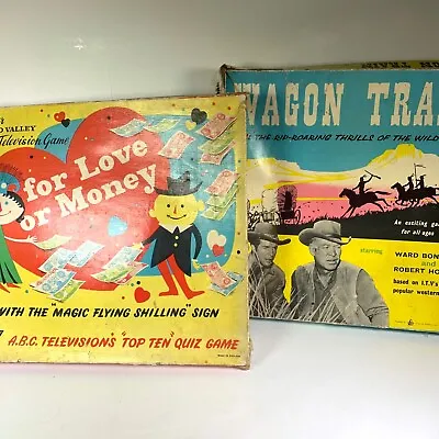 Vintage Board Games 50s 60s Wagon Train TV Western For Love Or Money ABC Quiz • £10