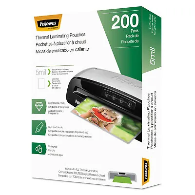 Fellowes Laminating Pouches Letter Size Hot Pouch 9 X 11.5 5 Mil 200 Pack • $37.98