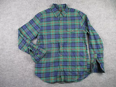 J Crew Shirt Adult M Green Plaid Long Sleeve Button Up Cashmere Blend Mens • $19.25