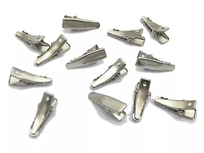 £5.03 • Buy 100 Silver Prong Alligator Hair Clips 24mm With Teeth Bow Hair Bows DIY Craft