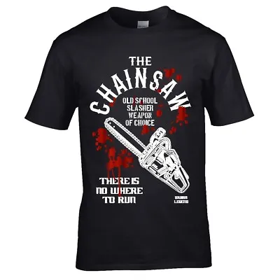 Novelty Slasher Horror Movie Chainsaw Blood Splatter Motif Mens T-shirt Top Gift • £13.95