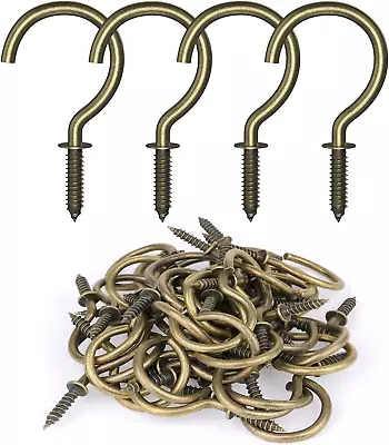 RELBRO 50 Pcs Screw Hooks 1-1/4 Inch Bronze Cup Hooks Screw In Mug Hooks Metal • $12.19