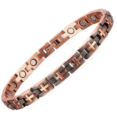 Cross Pure Copper Magnetic Bracelet Men Arthritis Pain Balance Energy Calm Joy Q • $49.75
