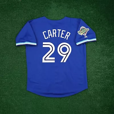 Joe Carter 1993 Toronto Blue Jays Cooperstown World Series Alt Blue Jersey • $139.99