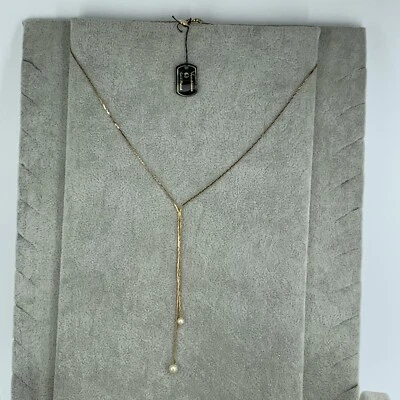 £10 • Buy Vintage Vendome Necklace Gold Plated Faux Pearl Y Drop Chain New Old Stock 15.5”