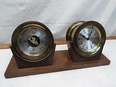 Vintage Boston Brass Ship's Clock & Barometer Nautical Port Hole Shipstrike • $299.99